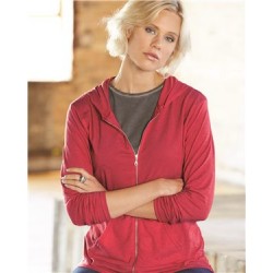 Women's Triblend Full-Zip Hooded Long Sleeve T-Shirt